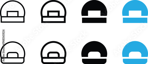 Set of hole puncher icons, office equipment for paper document organization, simple flat design vector illustrations