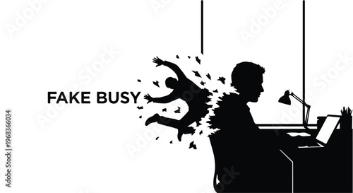 Overwhelmed businessman feeling stressed and frustrated at office desk with chaotic explosion behind him