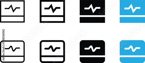 Set of heartbeat icons, medical pulse signs, vector illustration