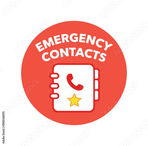 Emergency contacts icon. contacts, phonebook, address book, phone, hotline, favorites, important, medical, safety, call for help. flat vector illustration.