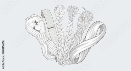 Collection of various ropes and cords illustrating different weaving techniques