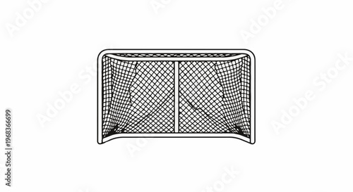Black and white outline drawing of a sports net on a white background