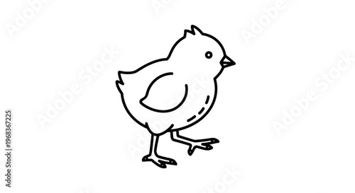 Simple line drawing of a cute chick standing on two legs