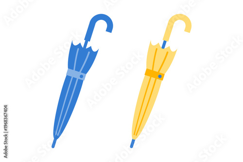 閉じた傘2本のミニマルイラスト 天気アイコンデザイン