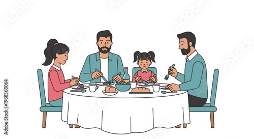family having breakfast together at table