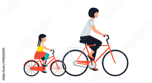 family cycling together outdoors