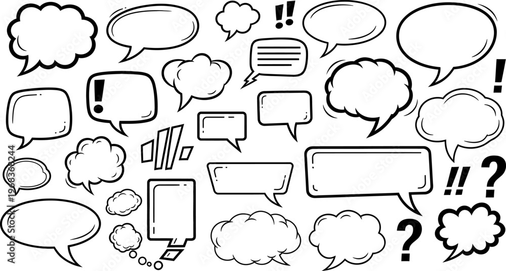 Obraz premium Collection of various comic speech bubbles and icons