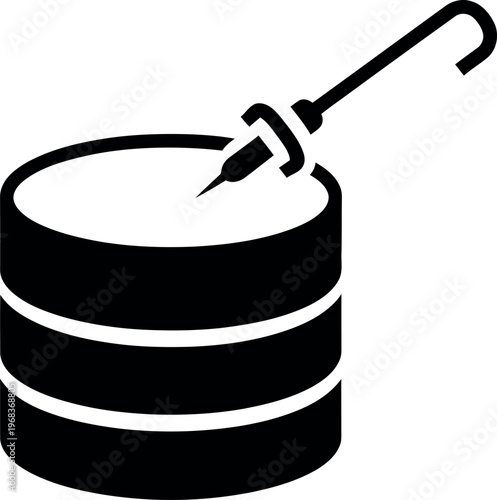 Simple black and white icon of a syringe inserting into a vial