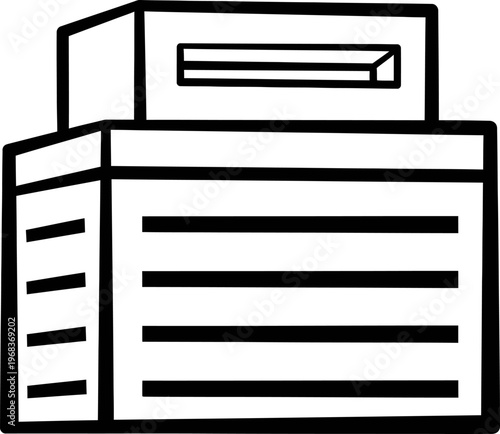 Black and white filing cabinet icon