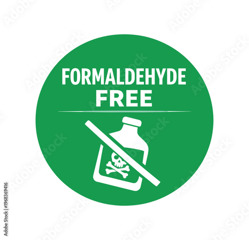 Formaldehyde free icon. no formaldehyde, chemical free, toxin free, safe indoor air, non toxic product. line, flat and colored vector illustration.