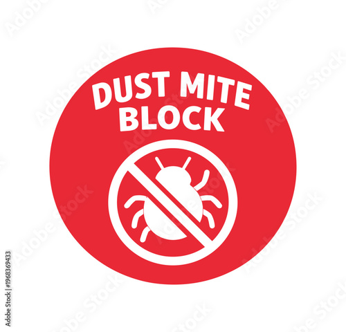 Dust mite block icon. dust mite, insect prohibition, no mites sign, pest block, allergen prevention, anti-mite. home hygiene, mattress and bedding protection, allergy control. 