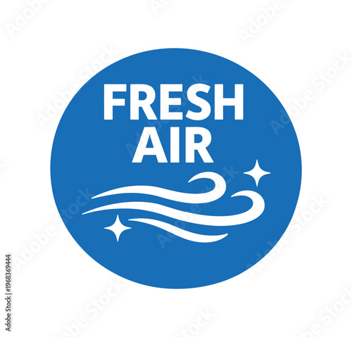 Fresh air icon. airflow, fresh breeze, clean air, ventilation, breathable, freshness, purity. home and product claim, indoor air quality, renewal and comfort. flat vector illustration isolated