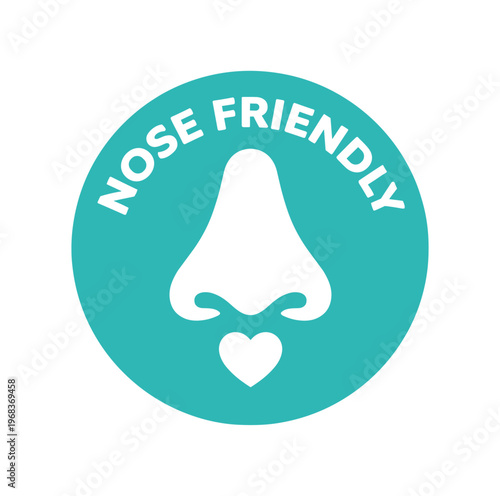 Nose friendly icon. nose, gentle, hypoallergenic, sensitive, fragrance safe, breathable, skin safe. flat vector illustration isolated on white background.