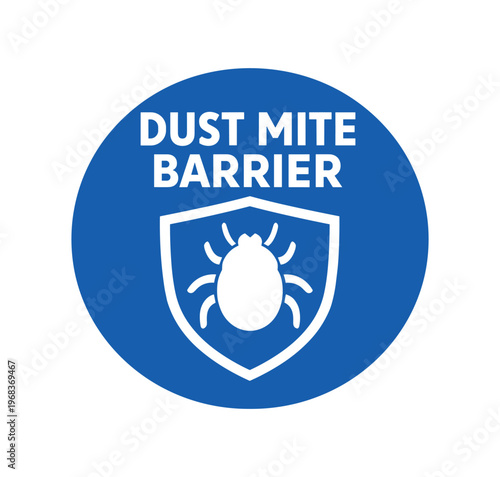 Dust mite barrier icon. allergy protection, shield, anti-mite, hypoallergenic, dust prevention for bedding. flat vector illustration isolated on white background.