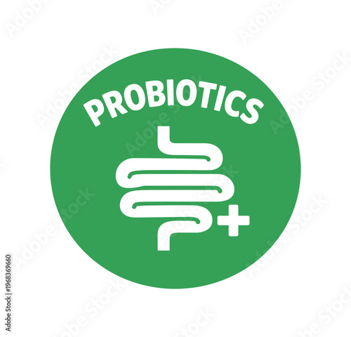 Probiotics icon. digestive health, gut support, friendly bacteria, prebiotic, wellness, immune support. flat vector illustration.