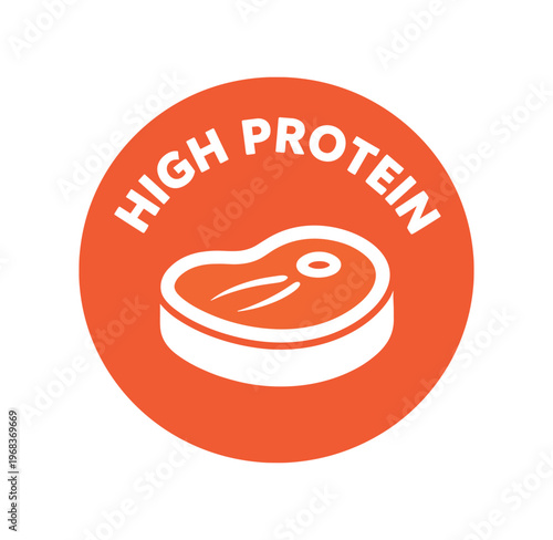 High protein icon. meat steak, rich protein, nutrition, muscle support, premium ingredient, pet food benefit. flat vector illustration.