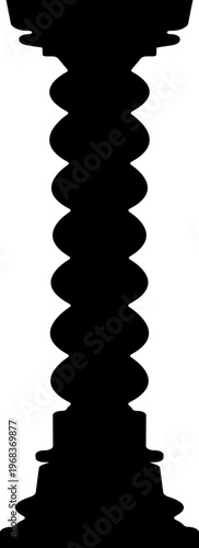 Classical pillar column icon in black flat style featuring architecture, colonnade, post, support and structure synonym elements for building, antique and design use