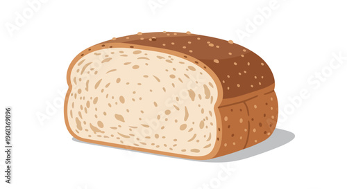 A cross-section of a delectable, crusty loaf of whole wheat bread adorned with tiny seeds
