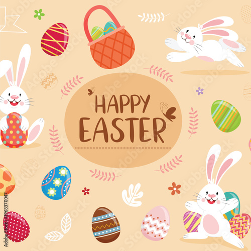 Happy easter day vector background 01