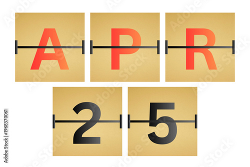 25 April calendar single day, week vector, illustration icon. golden and white color background calendar page vector for of the month April 25