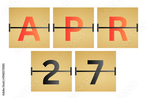 27 April calendar single day, week vector, illustration icon. golden and white color background calendar page vector for of the month April 27