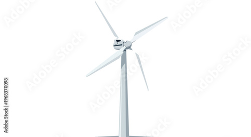 Sleek, modern wind turbine design in a clean, minimalist digital render for sustainable energy and ecological themes