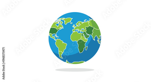 Stylized Earth Globe with Continent Boundaries Isolated on White Background, Symbolizing Global Connections and Geography
