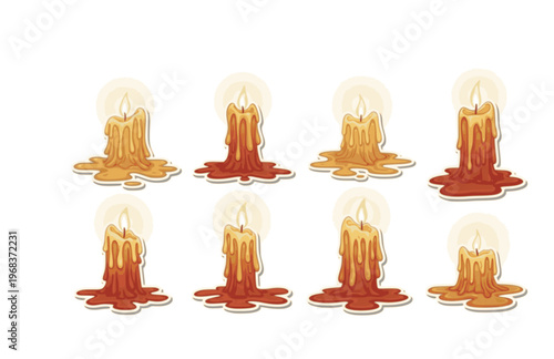 Waxy Melting Candle Silhouette Sticker, Tactile Texture Check Vector, Modern Puffy Surface-First Atmosphere Illustration