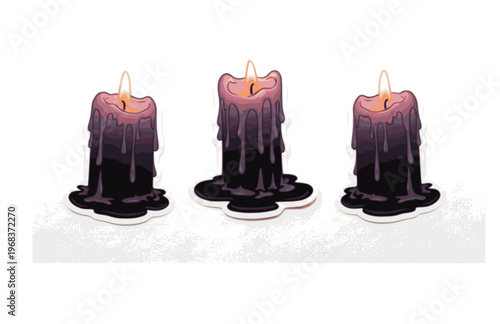 Waxy Melting Candle Silhouette Sticker, Tactile Texture Check Vector, Modern Puffy Surface-First Atmosphere Illustration