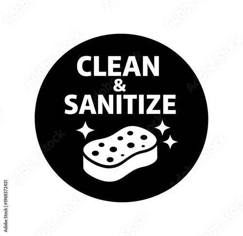 Clean and sanitize icon. sponge, cleaning, disinfect, hygiene, surface care, sparkle, sanitation. flat vector illustration isolated on white background.