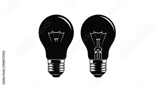 Two black light bulbs depicted as a striking graphic silhouette