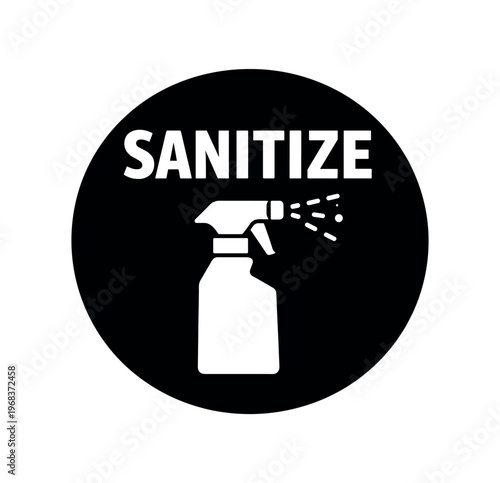 Sanitize spray bottle icon. sanitize, disinfect, cleaning, spray, disinfectant, surface hygiene, sanitizing instructions. flat vector illustration isolated on white background.