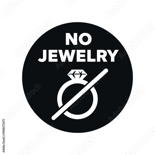 No jewelry icon. ring, diamond, remove jewelry, prohibited, safety, contamination prevention. flat vector illustration isolated on white background.