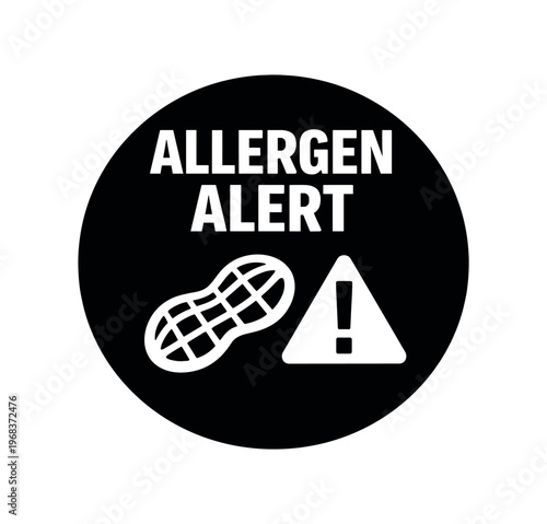 Allergen alert icon. peanut, allergy, warning, food allergy, caution, nut. flat vector illustration isolated on white background.