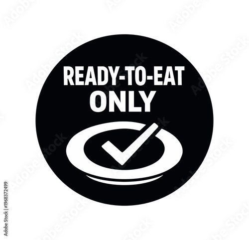 Ready-to-eat icon. plate, ready to eat, prepared food, check mark, safe to consume, food service. flat vector illustration isolated on white background.