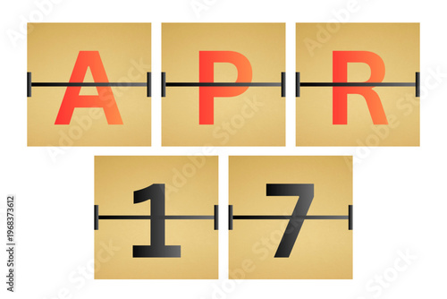 17 April calendar single day, week vector, illustration icon. golden and white color background calendar page vector for of the month April 17