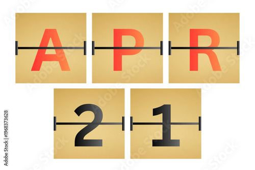 21 April calendar single day, week vector, illustration icon. golden and white color background calendar page vector for of the month April 22