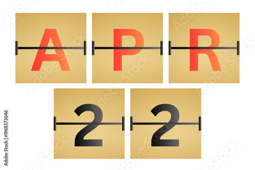 22 April calendar single day, week vector, illustration icon. golden and white color background calendar page vector for of the month April 22