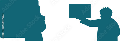 Two people sharing a tablet device in a friendly and collaborative manner during a presentation or meeting