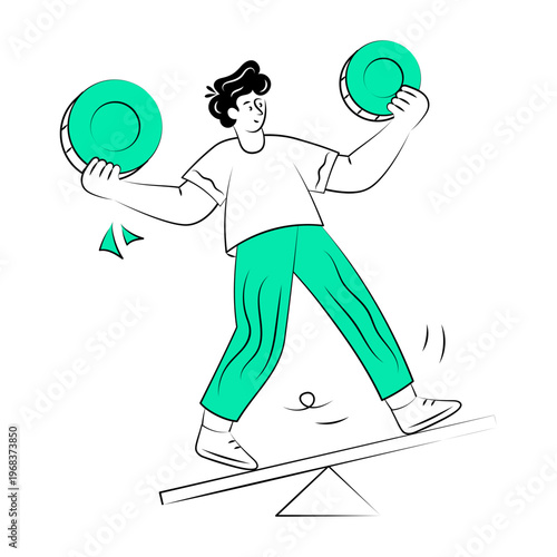 A drawing style illustration of balance budget

