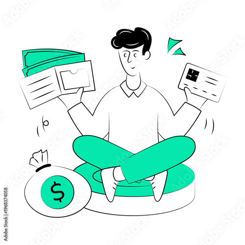 Drawing style illustration showing financial discipline

