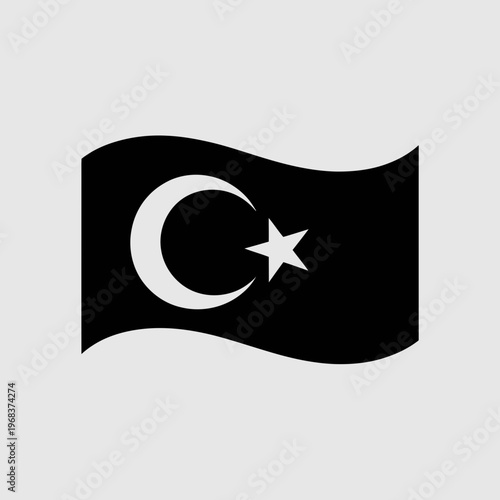 A black flag with a white crescent moon and star, a symbol of Turkish national pride