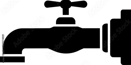 Professional Water Tap Silhouette Icon - Vector Illustration for Plumbing, Home Improvement, and Resource Conservation Concepts