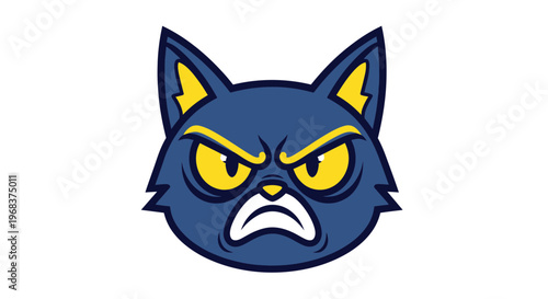 Angry cartoon cat face closeup.