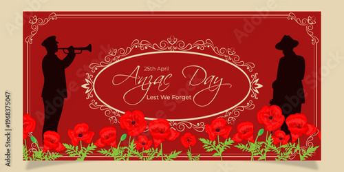 Vector illustration of Anzac Day social media template