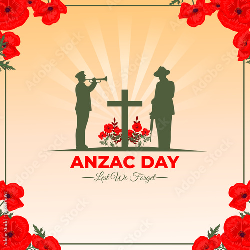 Vector illustration of Anzac Day social media template