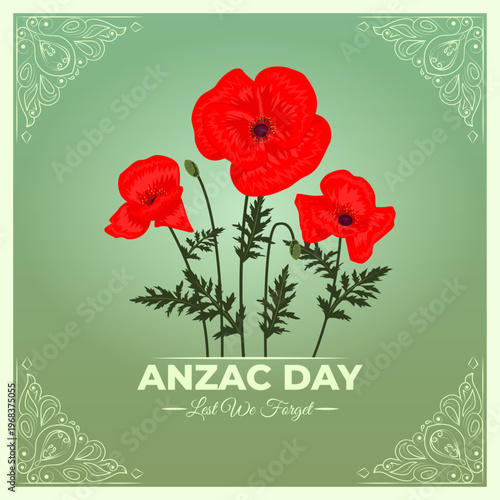 Vector illustration of Anzac Day social media template