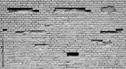 damaged old brick wall with missing bricks
