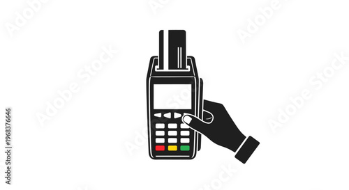 Hand interacting with payment terminal.