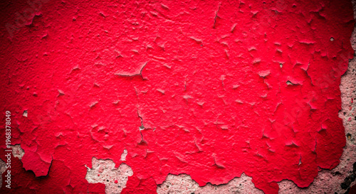 Vibrant red textured background with peeling paint
